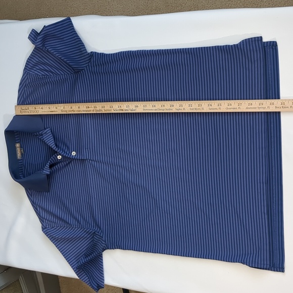 Peter Millar Summer Comfort Striped Golf Polo 4 Way Stretch Shirt Sz M - Picture 5 of 8